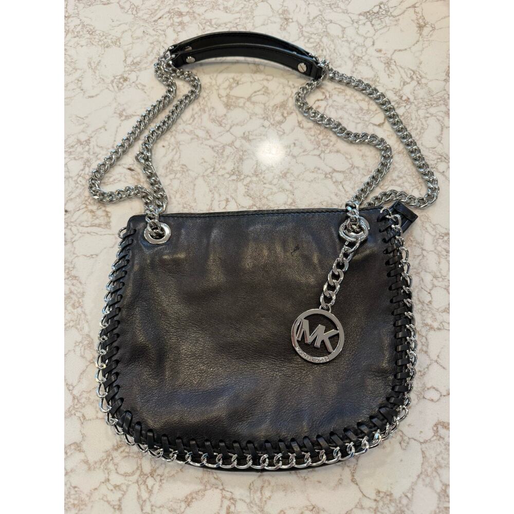 Michael Kors Chelsea Black Leather Shoulder Bag Chain